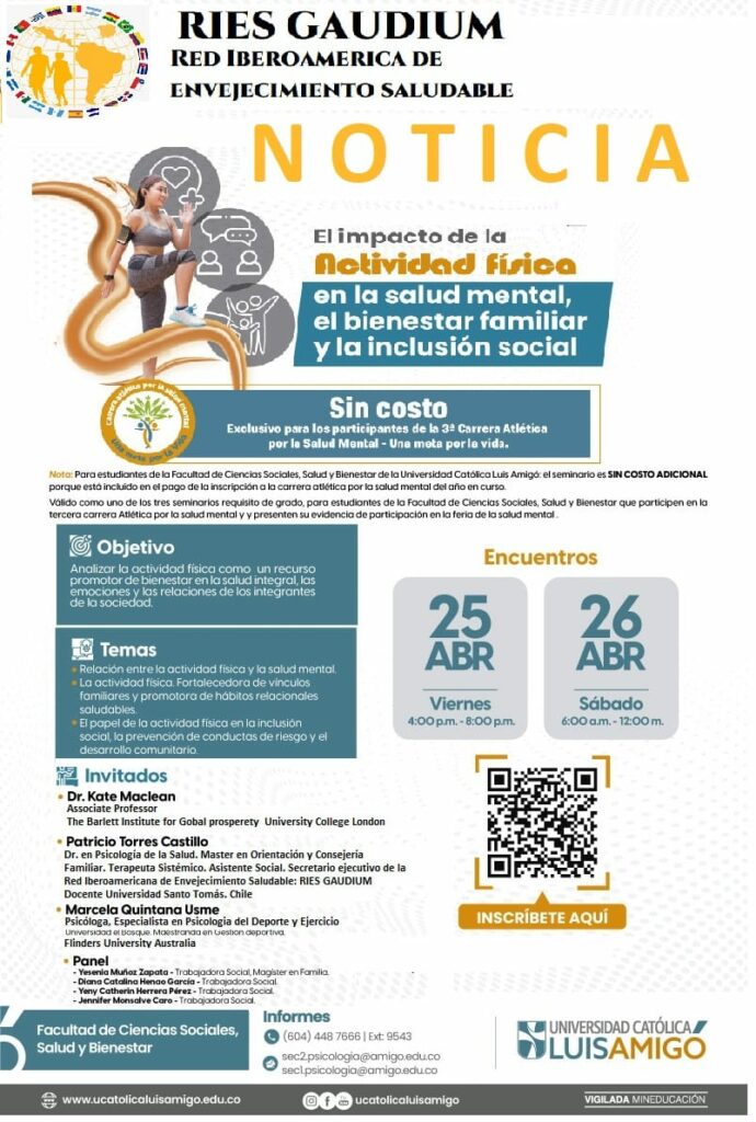 RIES Gaudium organiza seminario gratuito sobre actividad física y salud mental