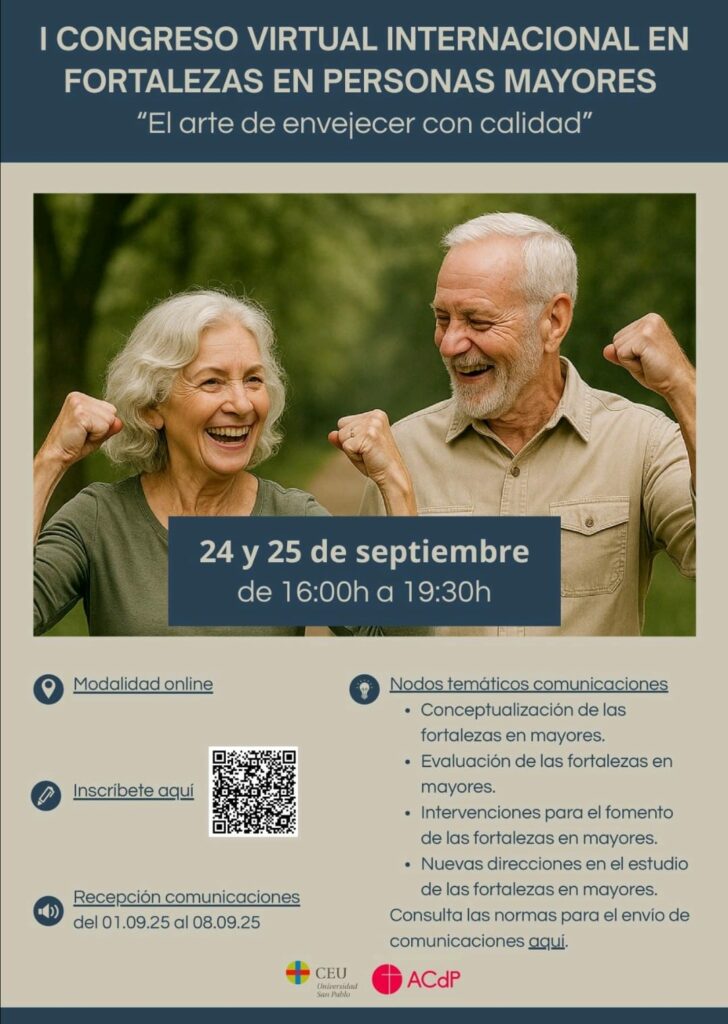La red iberoamericana de envejecimiento saludable estará presente en el primer congreso virtual internacional fortalezas en las personas mayores